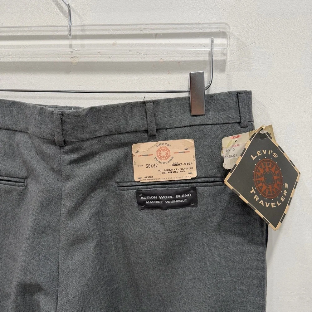 Vintage Levi’s Travelers Trouser Pants Wool Blend 36 x 32 Grey